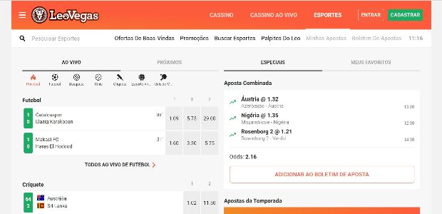 Site da LeoVegas Brasil oferece um grande catlogo de apostas esportivas e jogos de cassino