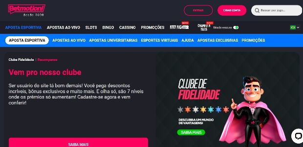 Site da Betmotion Brasil disponibiliza um catlogo completo de apostas esportivas e jogos de cassino
