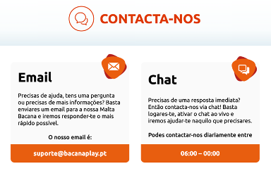 Contactos Bacana play e-mail e chat