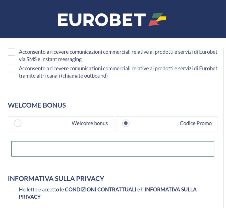 eurobet registrazione con codice promo