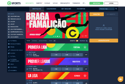 destaques no site casino portugal: Braga vs Famalico, Primeira Liga, Premier League e La Liga