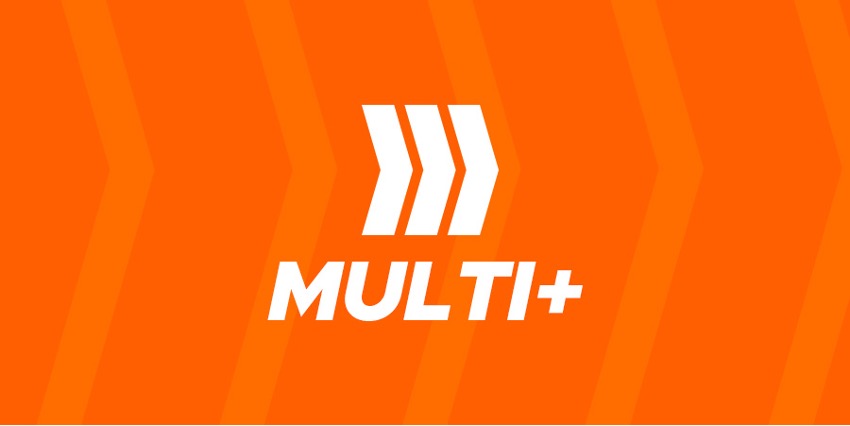 Imagem grfica laranja com logo do Multi+ representando o Betclic cdigo promocional e as opes da casa.