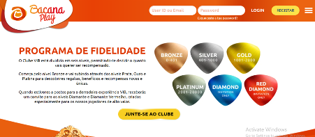 Clube VIB Bacana Play Programa de fidelidade est dividido em seis nveis: bronze, silver, gold, platinum, diamond, red diamond