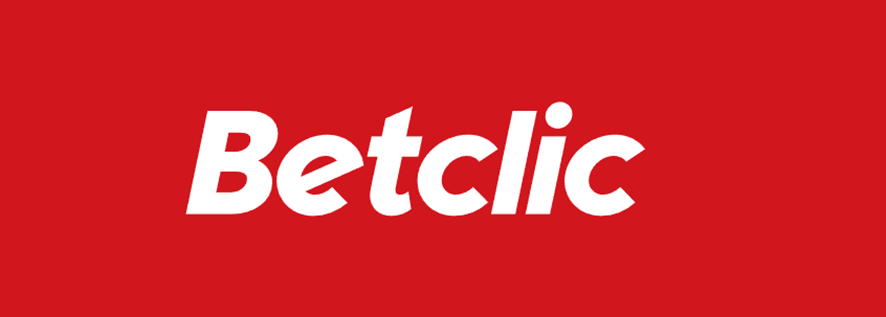 Logotipo da Betclic em tom de branco contra fundo vermelho.