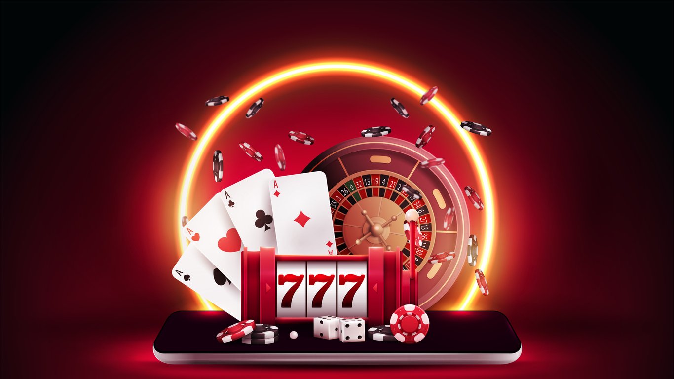 Imagem com cartas de baralho, roleta e outros smbolos de casino representando o Betclic casino.