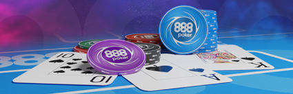 cartas e fichas de poker com logo 888