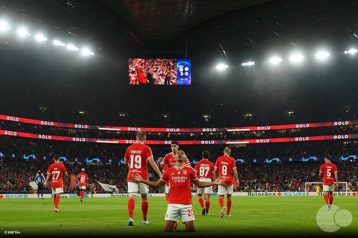 Benfica esteve a vencer por 3-0 e acaba por empatar com Inter